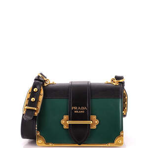 Prada Small Cahier Crossbody Bag Leather and Saffiano Leather